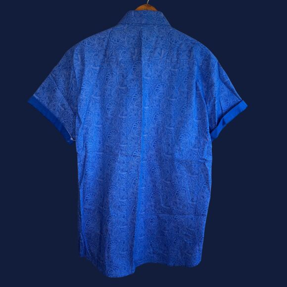 Consequence Mens Paisley Print Short Sleeve Button Down Shirt - Picture 4 of 7